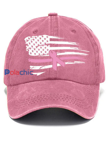 Chapeau unisexe de soutien de conscience de cancer du sein de drapeau américain de ruban rose Rose / JM