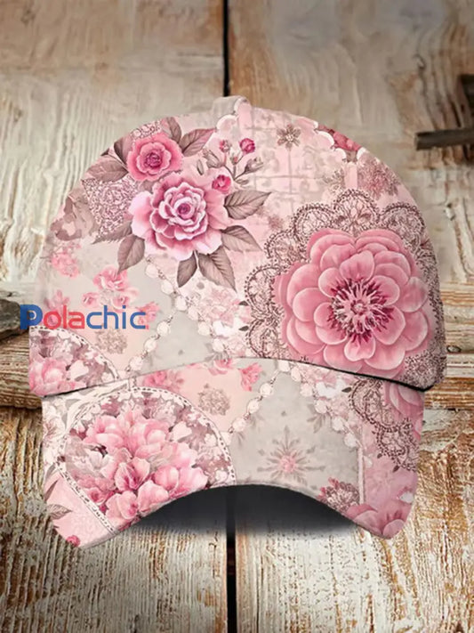 Chapeau unisexe décontracté à imprimé floral rose Rose / S