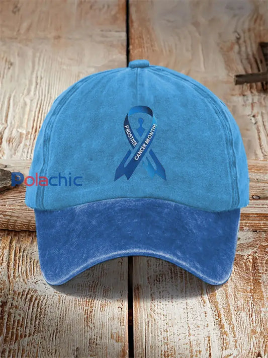 Chapeau unisexe décontracté à imprimé sensibilisation au cancer de la prostate Bleu / ONE