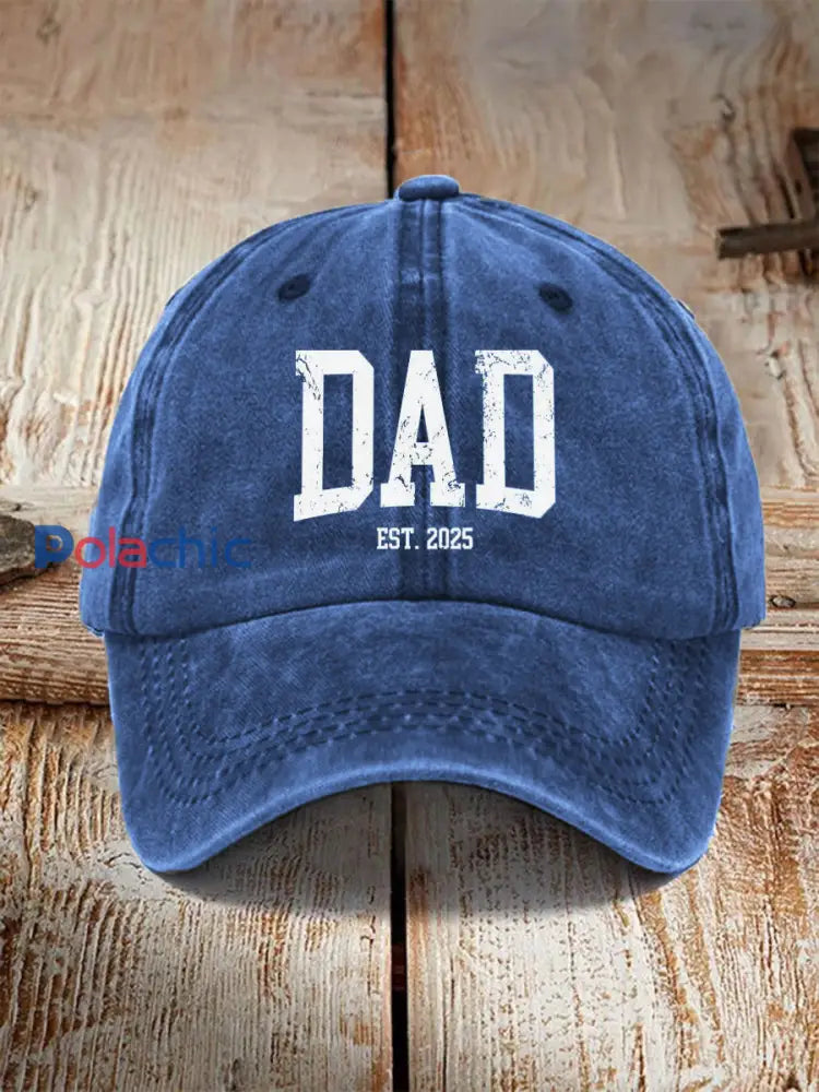 Chapeau vintage unisexe à imprimé inspiré de la fête des pères Bleu / JM
