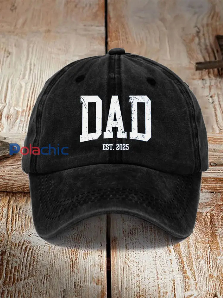 Chapeau vintage unisexe à imprimé inspiré de la fête des pères Noir / JM