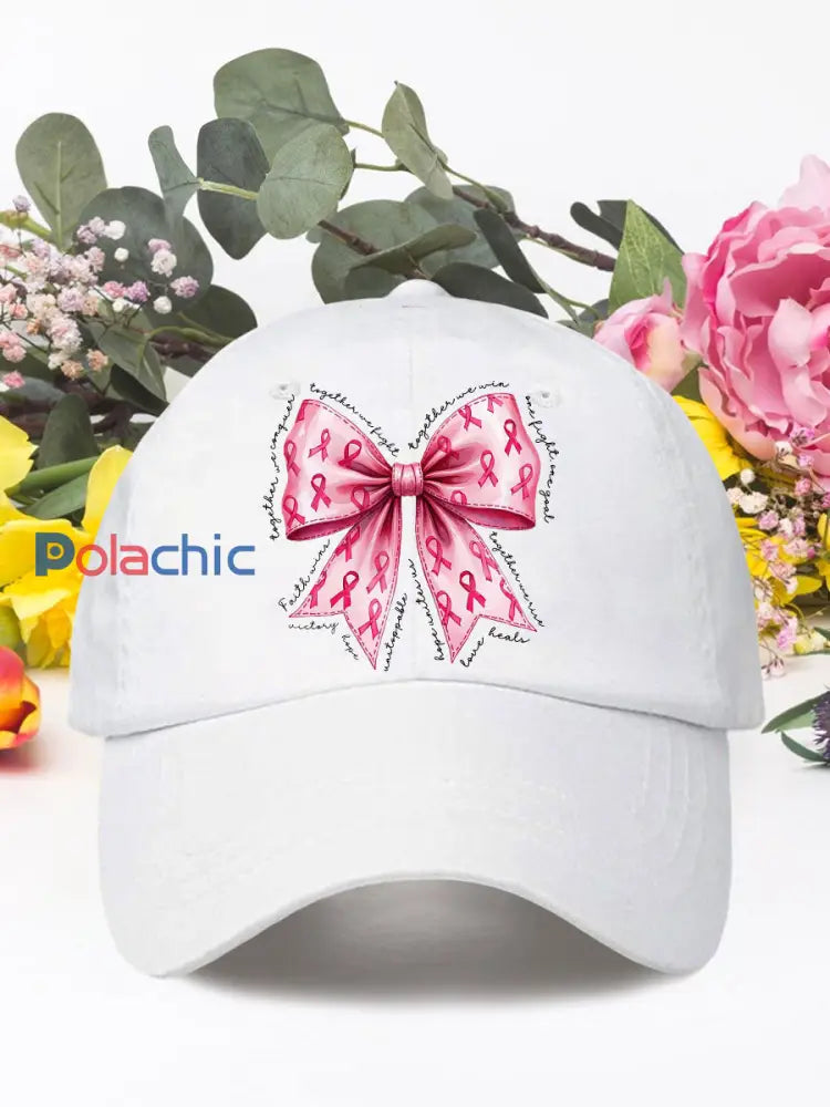 Chapeaux unisexes de cancer du sein d’arc rose Blanc / ONE