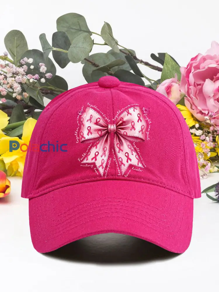 Chapeaux unisexes de cancer du sein d’arc rose Rose Rouge / ONE