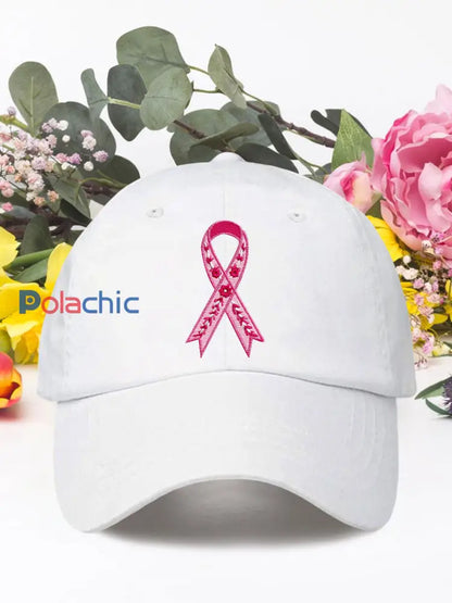 Chapeaux unisexes de ruban rose de cancer du sein Blanc / ONE