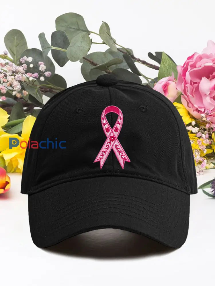 Chapeaux unisexes de ruban rose de cancer du sein Noir / ONE