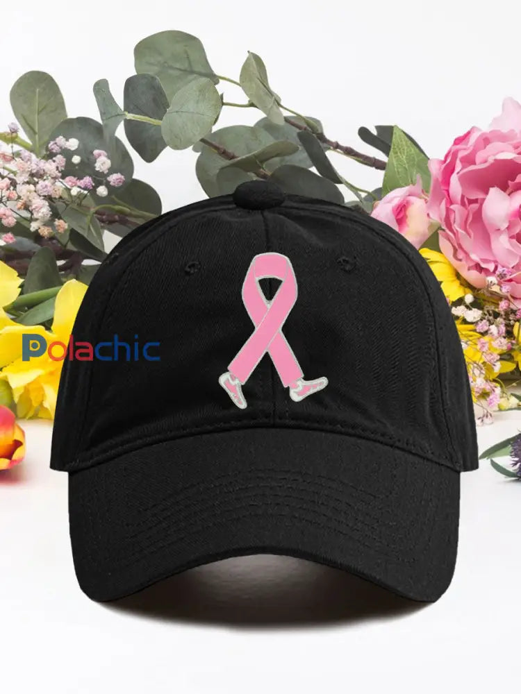 Chapeaux unisexes de ruban rose de cancer du sein Noir / ONE