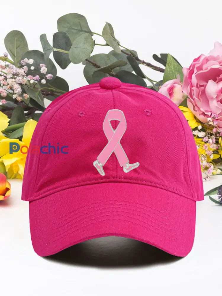 Chapeaux unisexes de ruban rose de cancer du sein Rose Rouge / ONE