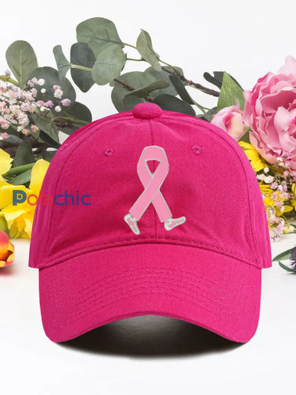 Chapeaux unisexes de ruban rose de cancer du sein Rose Rouge / ONE