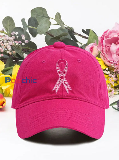 Chapeaux unisexes de ruban rose de cancer du sein Rose Rouge / ONE