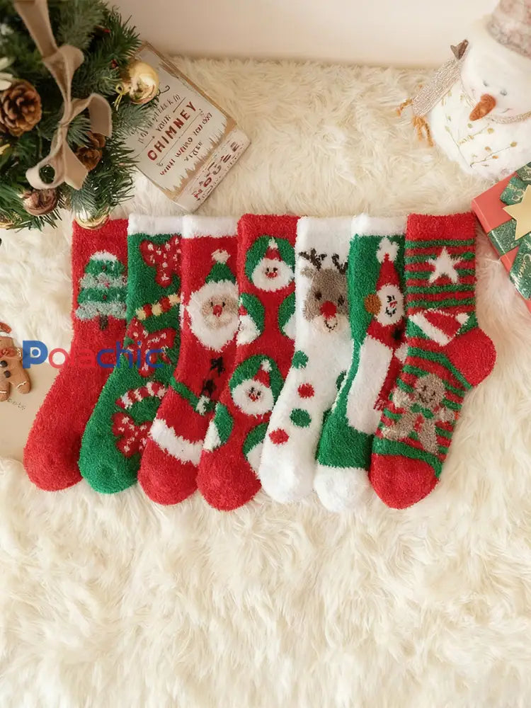 Chaussettes de Noël en peluche unisexe