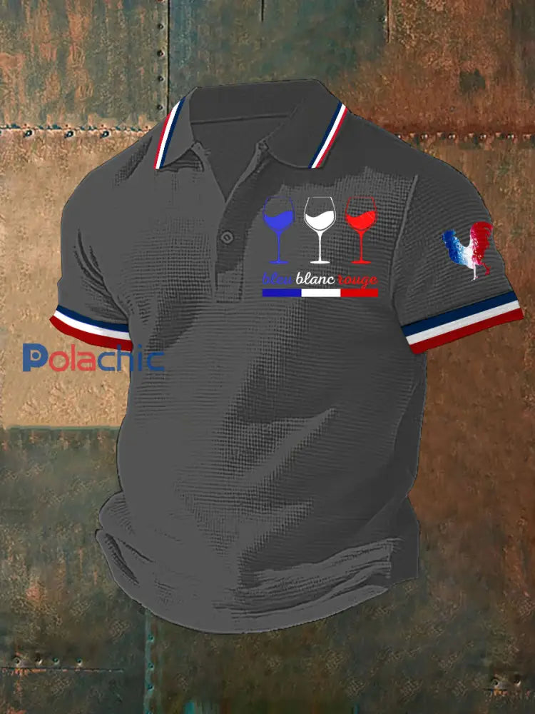 Chemise à manches courtes Bleu Blanc Rouge Homme Gris Foncé / S