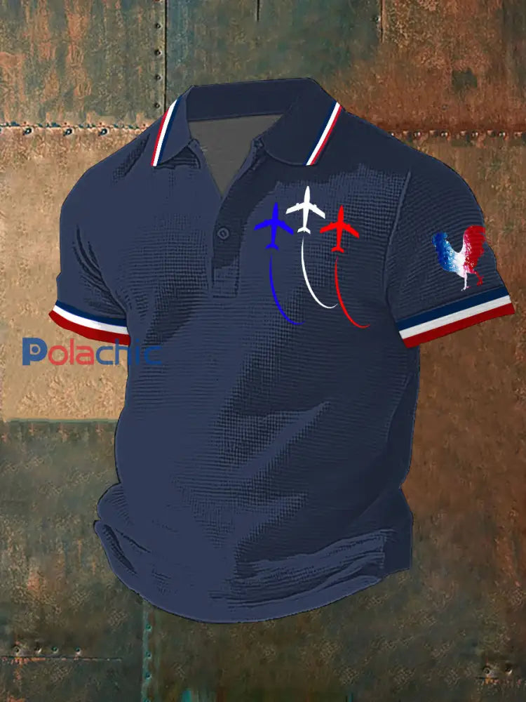 Chemise à manches courtes Bleu Blanc Rouge Homme Bleu Marine / S
