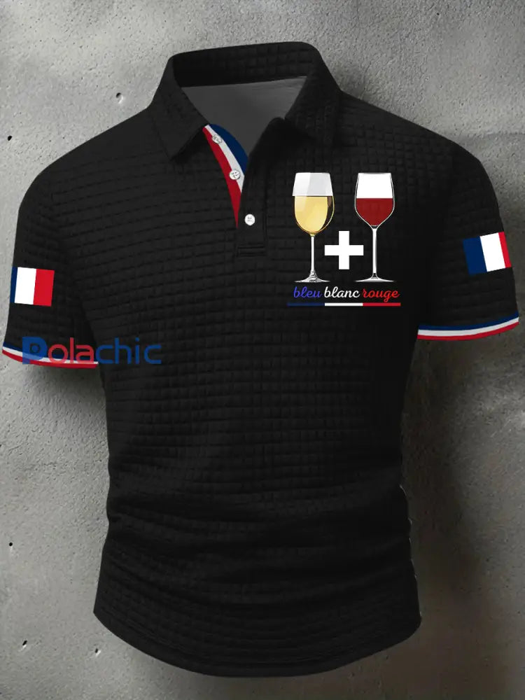 Chemise à manches courtes Bleu Blanc Rouge Homme Noir / S
