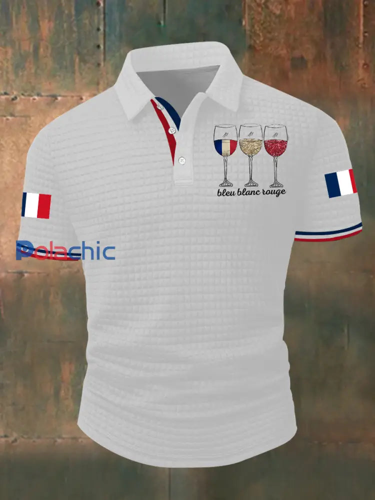 Chemise à manches courtes Bleu Blanc Rouge Homme Blanc / S
