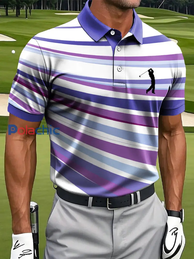 Chemise à manches courtes décontractée à col polo style business pour hommes Violet / S