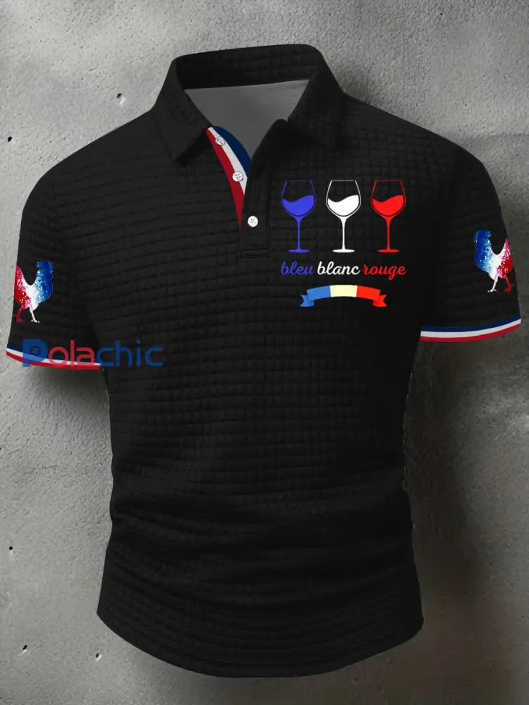 Chemise à manches courtes France Bleu Blanc Rouge Homme Noir / S