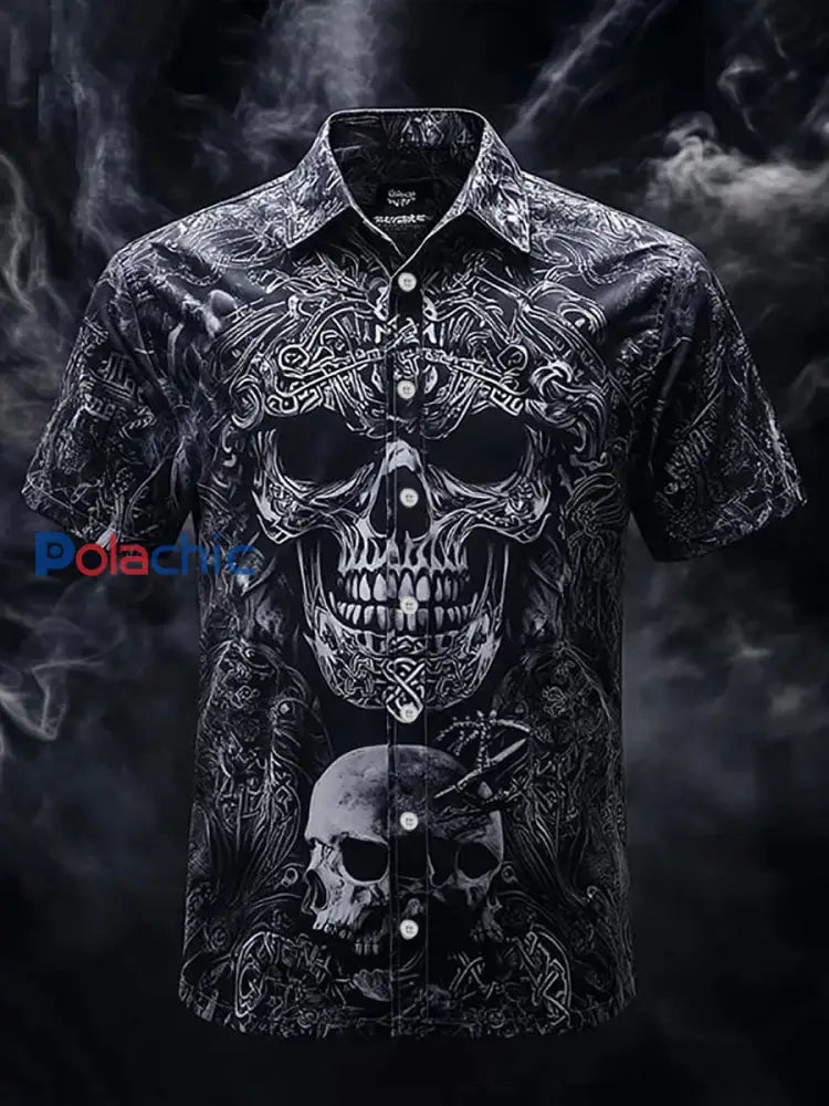 Chemise à manches courtes Vintage Skull Homme comme image / S