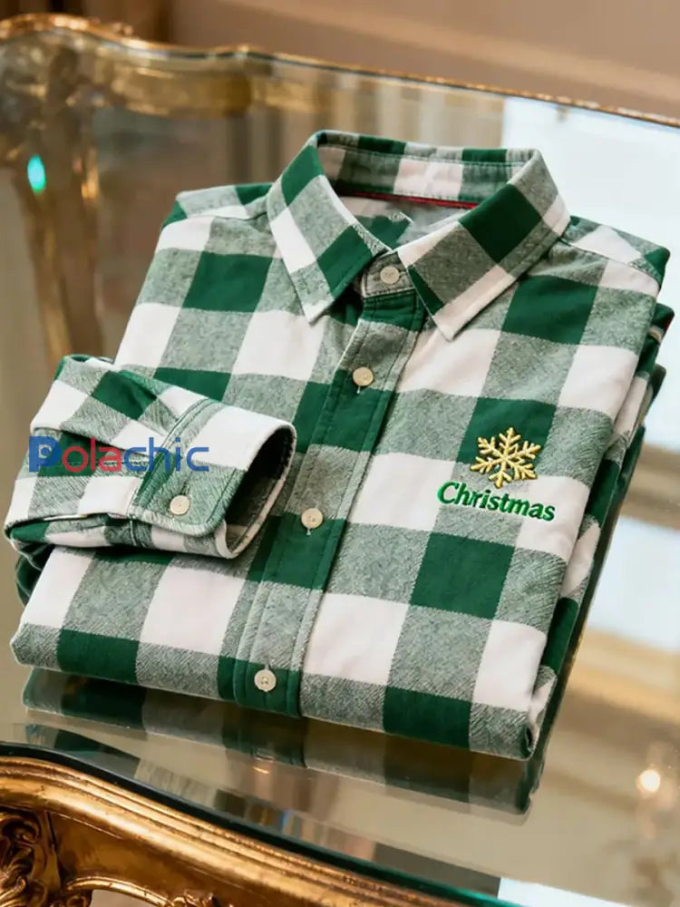 Chemise à manches longues Business Retro Christmas Art Print pour hommes A / S