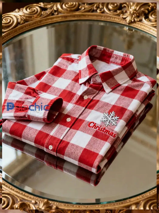 Chemise à manches longues Business Retro Christmas Art Print pour hommes A / S