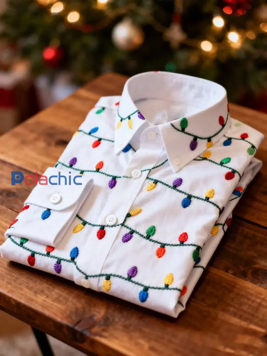 Chemise à manches longues Business Retro Christmas Art Print pour hommes A / S