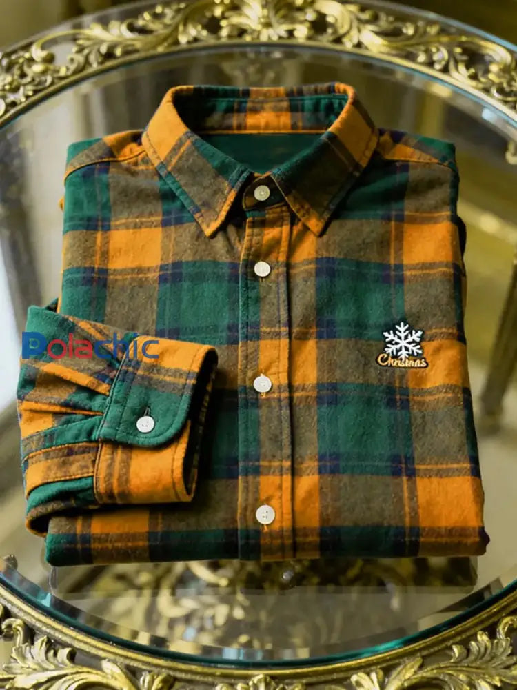 Chemise à manches longues Business Retro Christmas Art Print pour hommes A / S