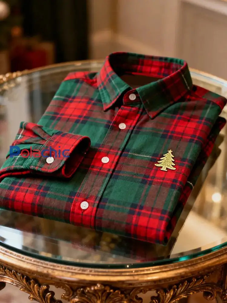 Chemise à manches longues Business Retro Christmas Art Print pour hommes A / S