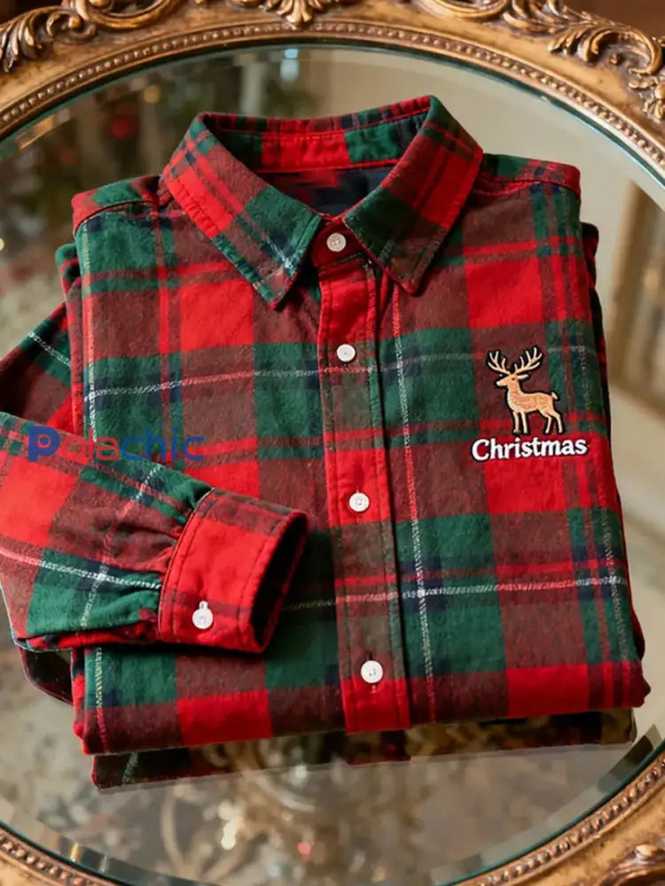 Chemise à manches longues Business Retro Christmas Art Print pour hommes A / S