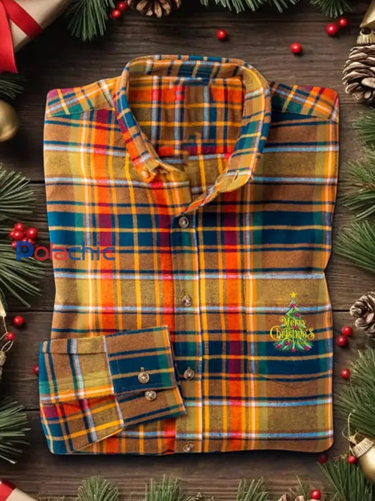 Chemise à manches longues Business Retro Christmas Art Print pour hommes A / S