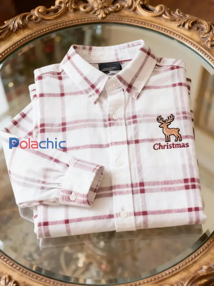 Chemise à manches longues Business Retro Christmas Art Print pour hommes A / S