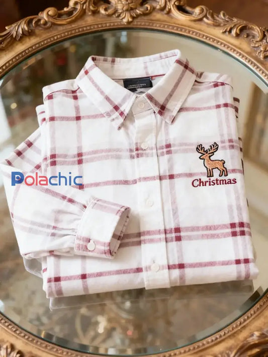 Chemise à manches longues Business Retro Christmas Art Print pour hommes A / S