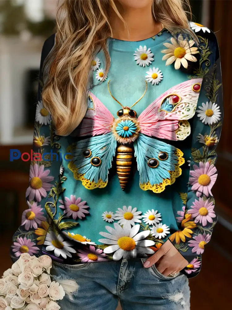 Chemise à manches longues Butterfly Floral Femme Multicolore / S