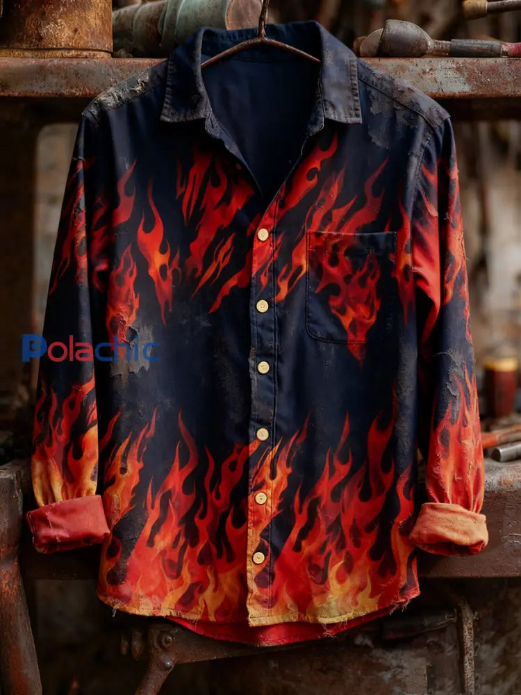 Chemise à manches longues confortable à imprimé rétro pour hommes A / S