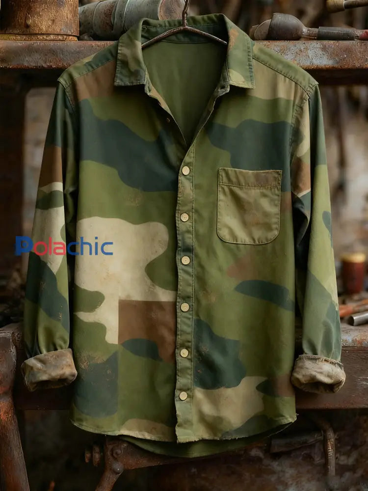 Chemise à manches longues confortable à imprimé rétro pour hommes A / S