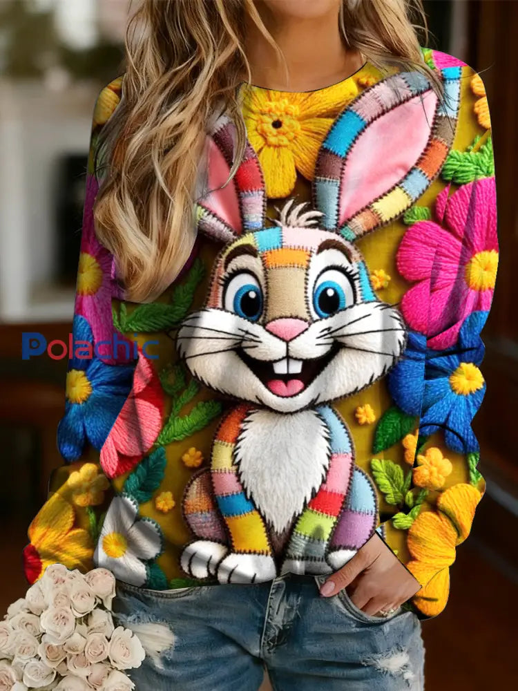 Chemise à manches longues Cute Rabbit Femme Multicolore / S