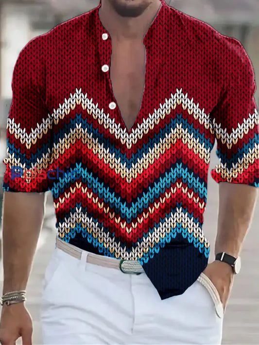 Chemise à manches longues décontractée de style affaires de vacances rétro pour hommes A / S
