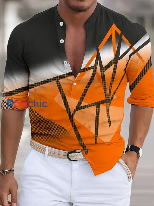 Chemise à manches longues décontractée de style affaires de vacances rétro pour hommes A / S