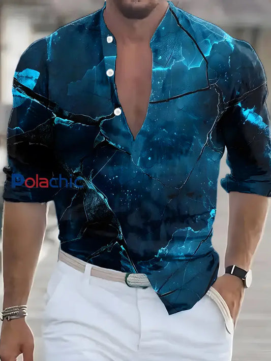 Chemise à manches longues décontractée de style affaires de vacances rétro pour hommes A / S