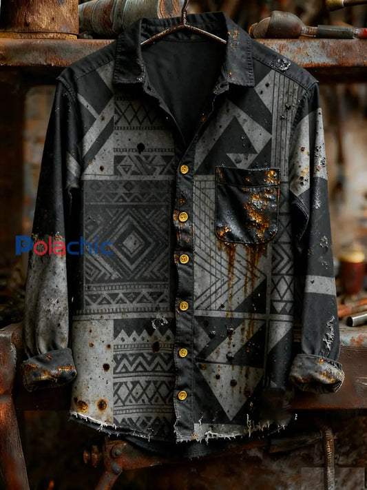 Chemise à manches longues pour hommes Vintage Christmas Art Print Casual Comfort A / S