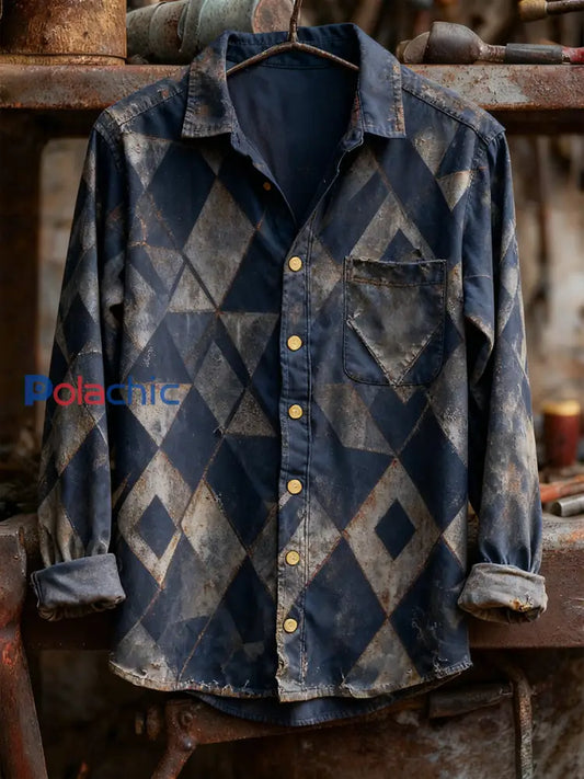 Chemise à manches longues pour hommes Vintage Christmas Art Print Casual Comfort A / S