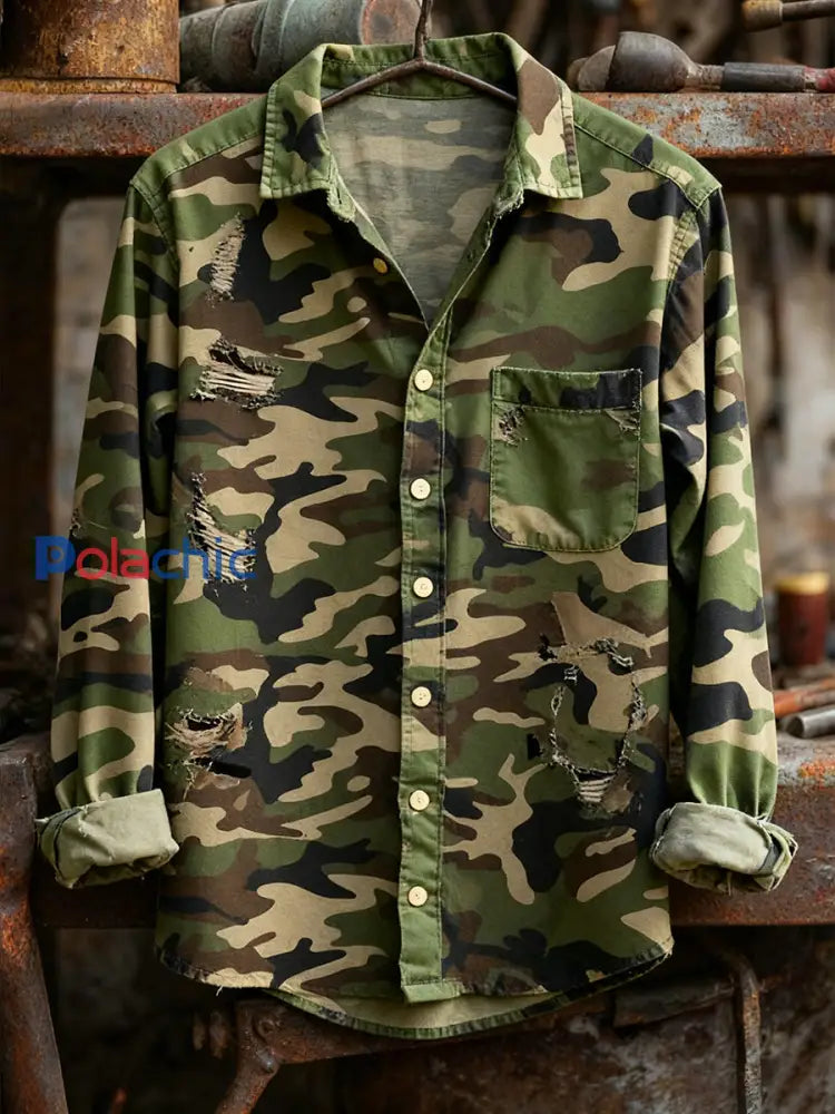 Chemise à manches longues pour hommes Vintage Christmas Art Print Casual Comfort A / S