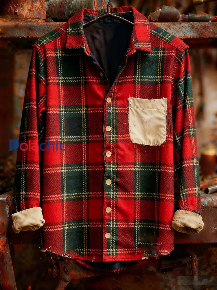 Chemise à manches longues pour hommes Vintage Christmas Art Print Casual Comfort A / S