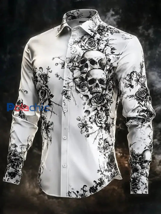 Chemise à manches longues Retro Valentines Day Skull Homme comme image / S