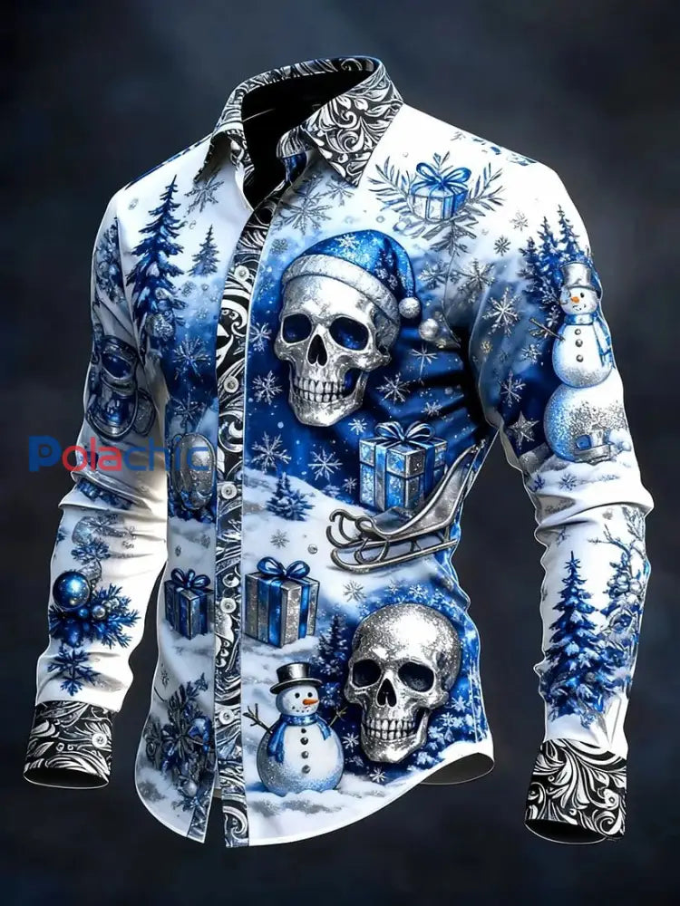 Chemise à manches longues vintage Christmas Skull Homme comme image / S