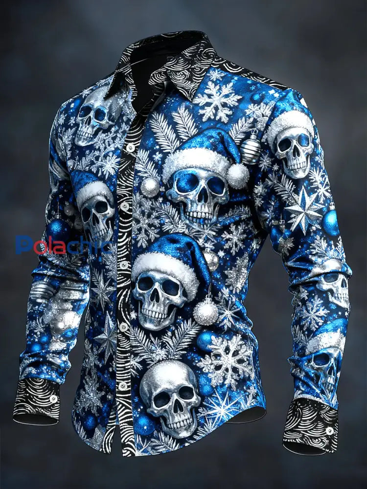 Chemise à manches longues vintage Christmas Skull Homme comme image / S