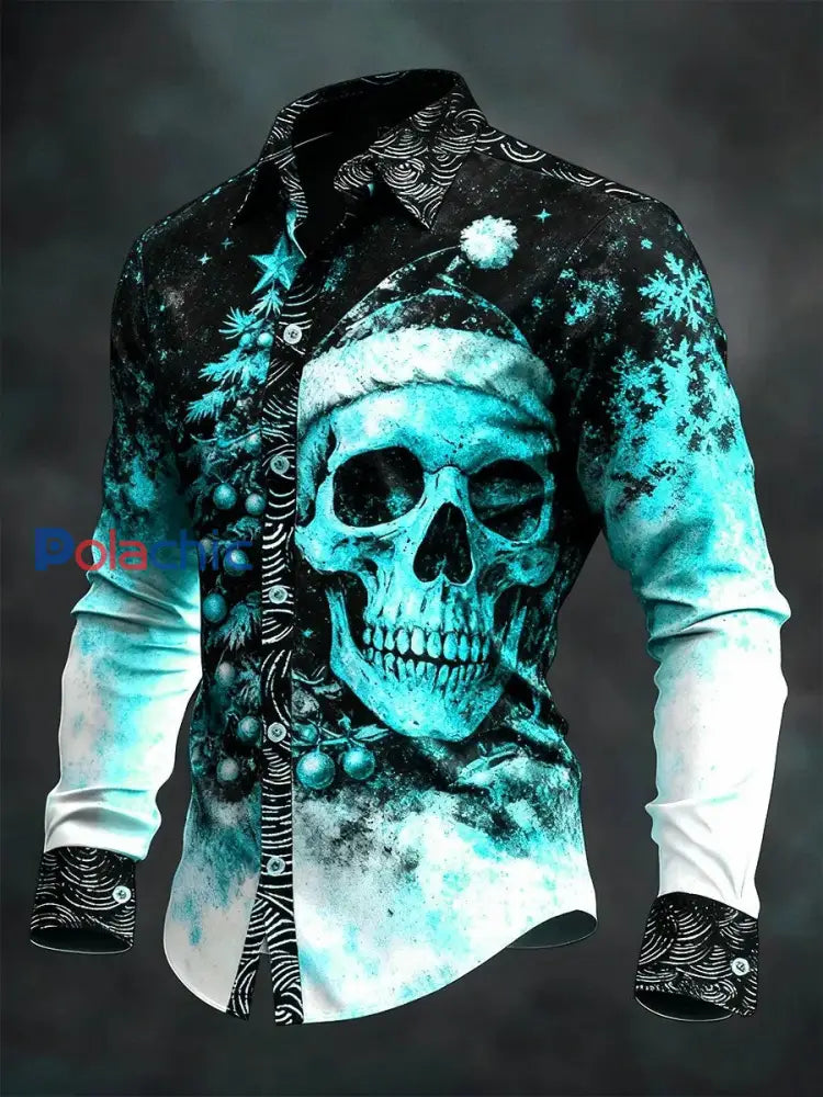 Chemise à manches longues vintage Christmas Skull Homme comme image / S