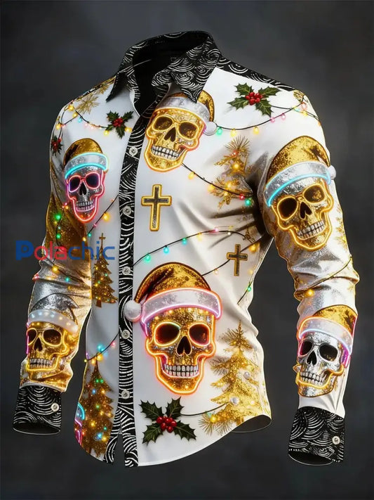 Chemise à manches longues vintage Christmas Skull Homme comme image / S