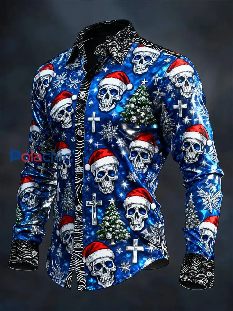 Chemise à manches longues vintage Christmas Skull Homme comme image / S
