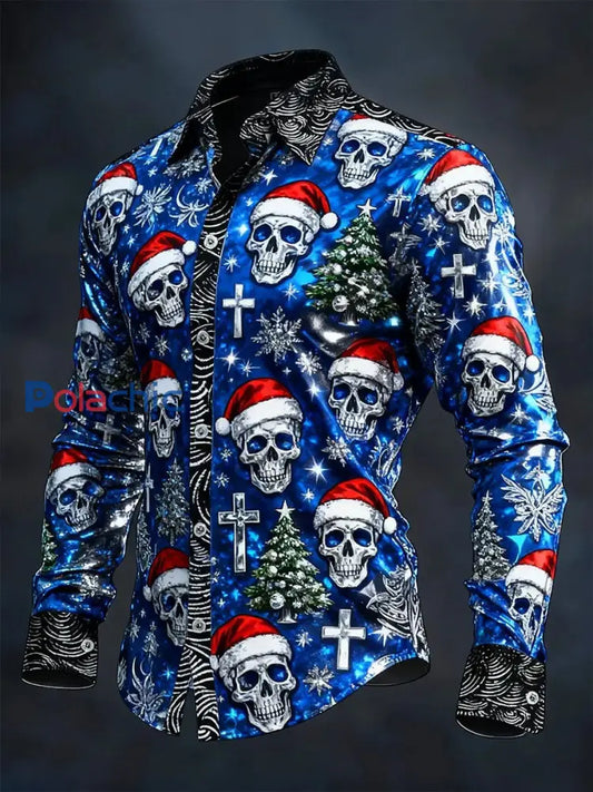 Chemise à manches longues vintage Christmas Skull Homme comme image / S