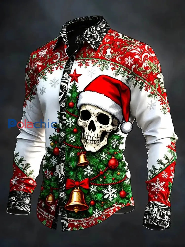 Chemise à manches longues vintage Christmas Skull Homme comme image / S