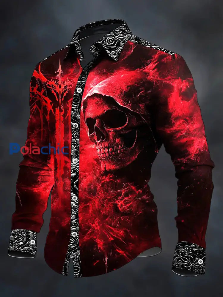 Chemise à manches longues vintage Christmas Skull Homme comme image / S